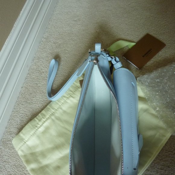 BURBERRY Mini Double 'Olympia' Logo Leather Bag in Pale Blue (NEW) - Picture 11 of 12
